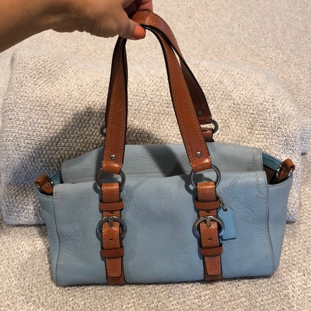 Vintage Coach Purse, Chelsea, powder blue, leather
